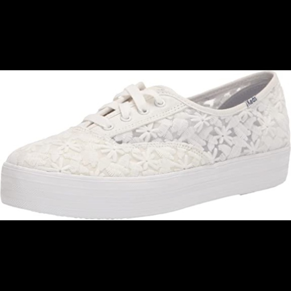 KEDS Triple CVO Eyelet Cream Embroidered Flatform Sneakers